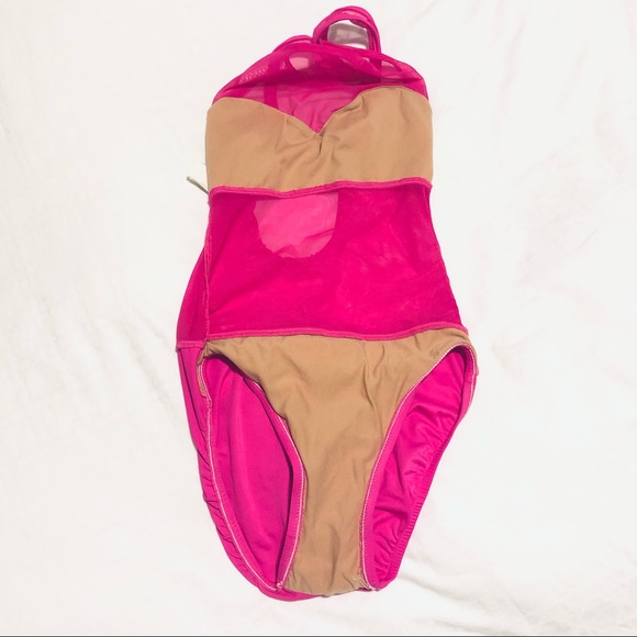 Hot Pink One Piece Swimsuit, High Cut Leg, Mesh Cut Outs, BarbieCore Halloween - Picture 8 of 10